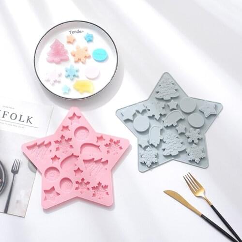 Creative DIY Christmas Chocolate Food Grade Mold Gingerbread Man Snowflake Christmas Cookie Sticker Silicone Mold Kitchen