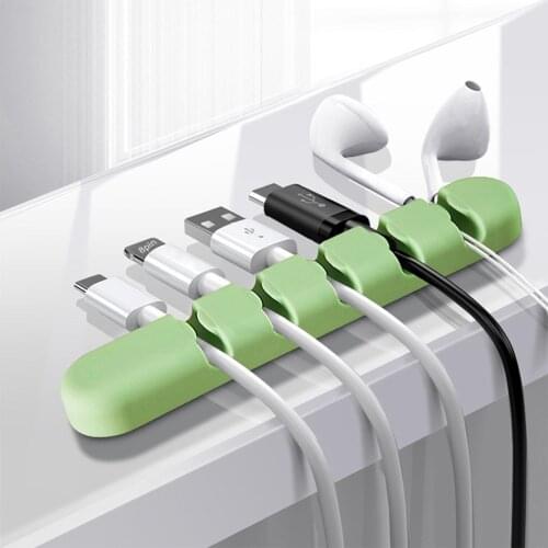 5 Holes Silicone Self-Adhesive Charging Cable Management Cord Organizer Clip Line Earphone Winder