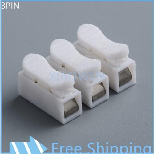 Electrical wire connectors100Pcs CH-3 3Pin fast terminal wire connector press type 3 bit butt LED lamps and lanterns