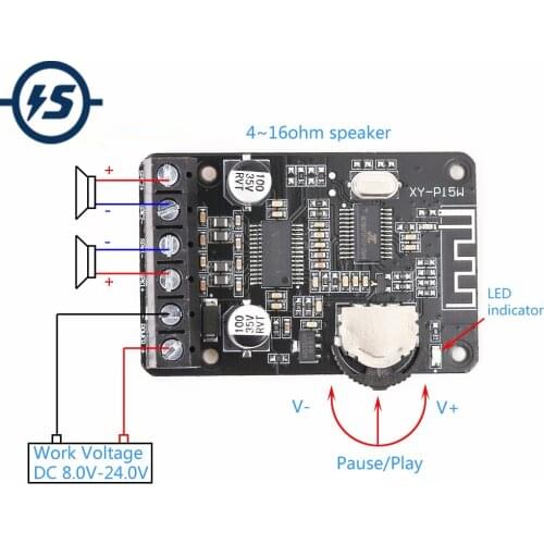 Stereo Bluetooth Module Power Amplifier Dual-Channel Board 12V 24V 10W 15W 20W Bluetooth Receiver Module for DIY