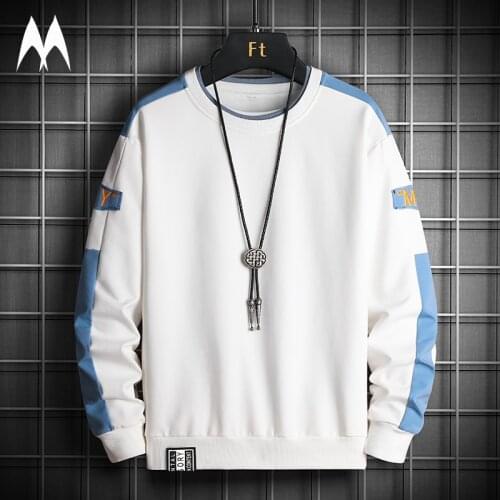 Fashion Patchwork Mens Sweatshirt 2021 Spring Summer New Harajuku Hoodie Long Sleeved Men Casual Loose Crewneck Pullover