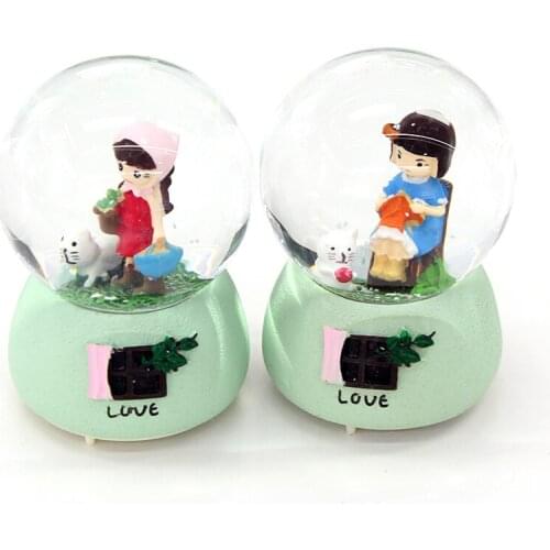 Girl Snow Globe Crystal Ball Rotating Night Light Music Box Christmas Decoration For Home Home Decoration Accssories