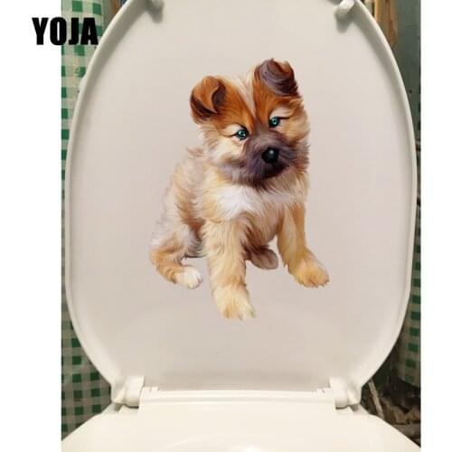 YOJA 13.6*19.8CM Animal Dog Home Decoration Wall Decals Bathroom Toilet Seat Stickers T1-0284
