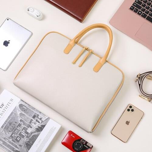 Women Genuine Leather Cowhide Handbag Shoulder Crossbody Tote Bags Large Capacity Business Document Portfolio Laptop Briefcase