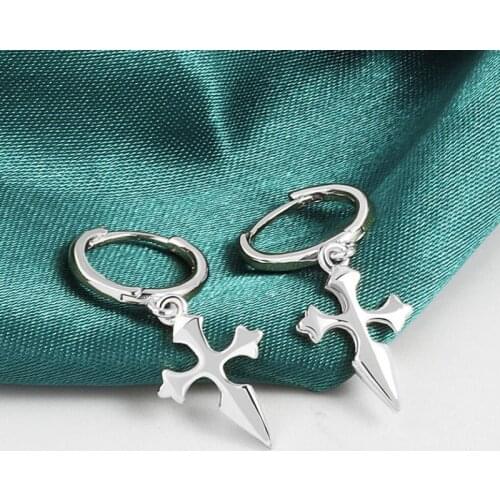 KOFSAC Trendy Cross Earrings For Women Gold/Silver Color Jewelry High Quality Chic Earring Lady Daily Wear Luxury Gifts