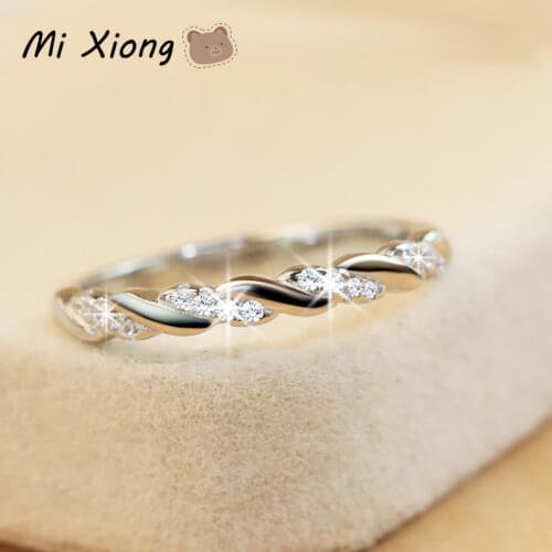 Mi Xiong s925 sterling silver retro twine diamond ring unique designer craftsmanship elegant charm ladies brand jewelry