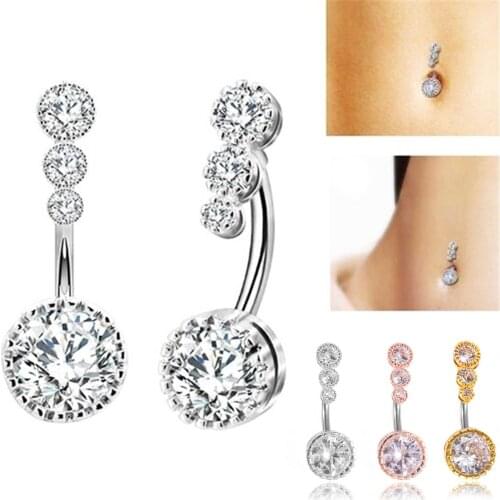 Women Cubic Zirconia Belly Button Ring Body Piercing Navel Jewelry Accessory