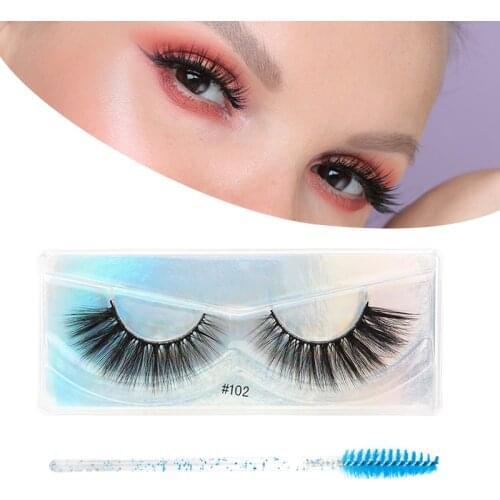 1 pairs 3D mink lashes natural long eyelashes makeup wispy thick soft false eye lashes fluffy fake eyelashes with lash brushes