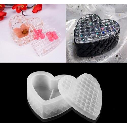 1Pcs Heart Shape DIY Storage Box Silicone Mold Love Gift Container Epoxy Resin Molds For Jewelry Making Decoration Supplies