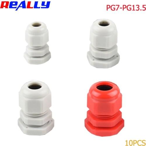 10pcs IP68 PG7 for 3-6.5mm PG9 PG11 PG13.5 Wire Cable CE White Waterproof Nylon Plastic Cable Gland Connector high quality