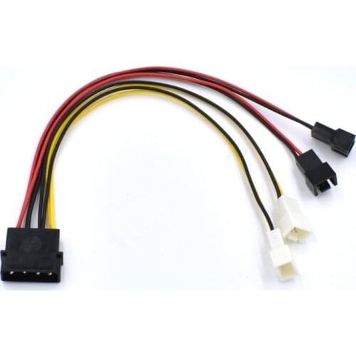 20cm UL 22AWG 4Pin IDE Molex to 4*fan 3 pin power supply 2*12V 5V fan power adapter cable