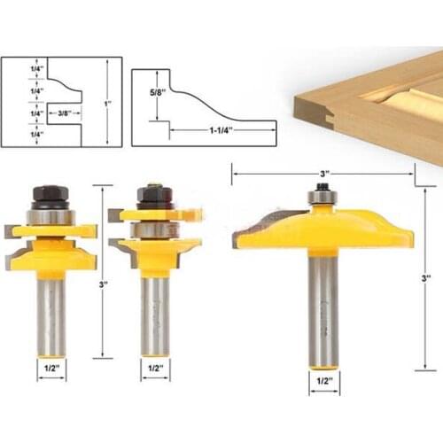 3pcs/set Big tenon joint rounded corners milling cutter knife Simon plate woodworking door cabinet cutter KF273