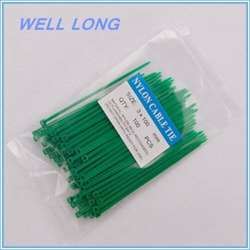 500pcs/lot 3*100mm Green Nylon Wire Cable Zip Ties, Cable Ties