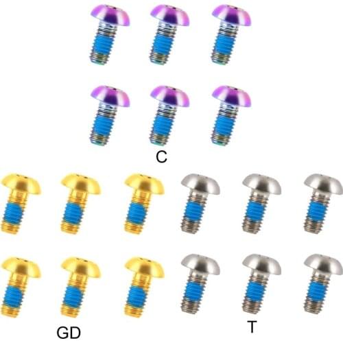 6pcs Titanium Alloy Bicycle Disc Brake Rotor Fixing Bolts M5*10mm Mountain Bike Brake Rotor Screw T25 Torx