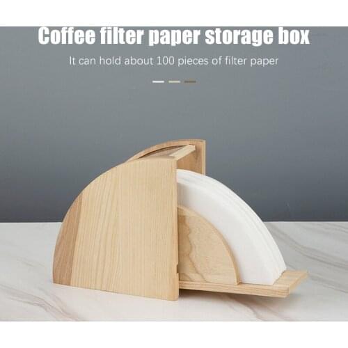 Acrylic Wood Dust-proof Fan-shaped Filter Paper Holder With cover Coffee Filter Paper Storage Box Storage Rack Coffee Tools