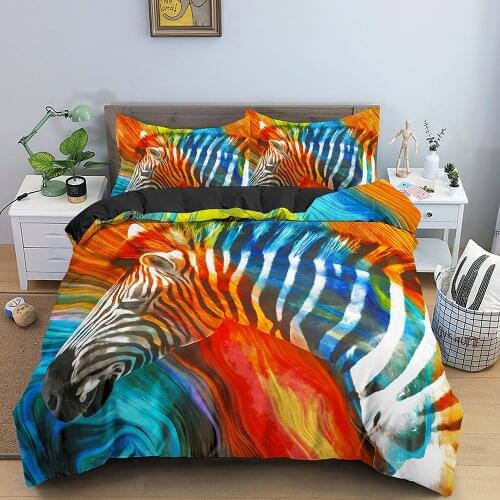 Watercolor Zebra Pattern Bedding Set Microfiber Duvet Cover Set for Kids Teen Boys and Girls Comforter Cover With Pillowcases