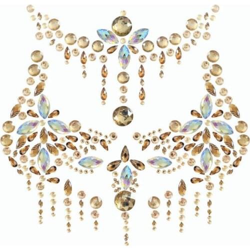 Women Body Glitter Jewels Breast Crystal Tattoo Sticker Sexy Gem Adhesive Nipple Cover INS Chest Paste for Party Halloween 1pc