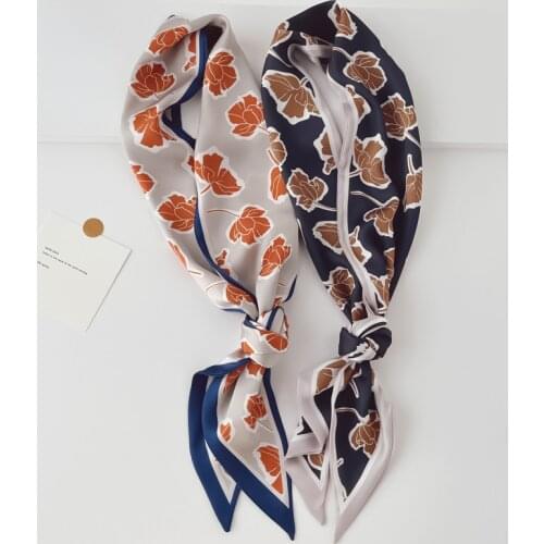 Luna&Dolphin French Style Big Wide Ribbon 140X10cm Blue Orange Moon Long Silky Scarf Headbands Neckerchief Ins Streamer