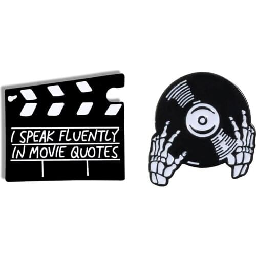 Clapperboard Pins Film Clapper Board Movie Scene Board Brooches Turntable Record DJ Brooches Badges Gift for Movie Music Lover