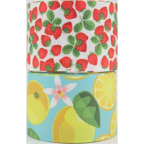 Fruit Mix Lemon Strawberry printed 38mm grosgrain ribbon set 10 yards wedding decoration DIY bows gift wrapping ribbons