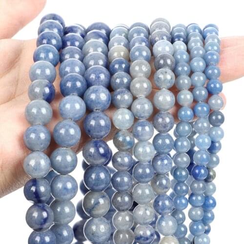 Smooth Natural Blue Aventurine Beads Round Loose Spacer Beads For Jewelry Making Charm Bracelets Necklace DIY Accessories 4-12MM