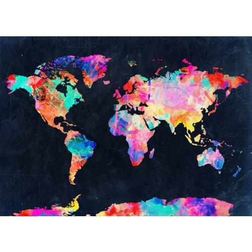 JMINE Div 5D Colorful World Map Full Diamond Painting cross stitch kits art High Quality watercolor 3D paint by diamonds