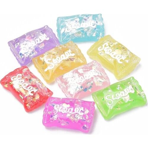 10Pcs Flatback Resin Cabochons Imitation Food Candy Shape Fruit Flat Back Slime Charms for Home Decoration Jewelry Making