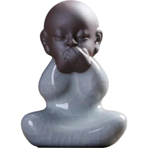 1 Pcs Ceramic Tea Pets Buddha Buddhist Small Buddha Statue Monk Figurine India Purple Sand Tea Pet Monk Figurine Home Decoration