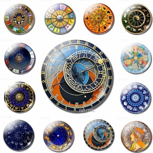 Compass with 12 Constellations Refrigerator Magnets Blackboard Whiteboard Magnet Fridge Glass Dome Magnetic Sticker for Fridge