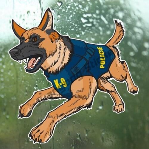 Funny Police Dog Colorful Car Stickers Auto Bumper Truck Yacht Decal Laptop Rear Windshield Scratch-Proof Decor Decal KK14x14cm