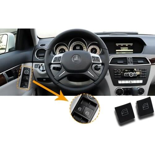Window Switch Button Covers for Mercedes Benz W204 W212 C E Glk Class, Front Left+Right Window Switch Repair Button Caps
