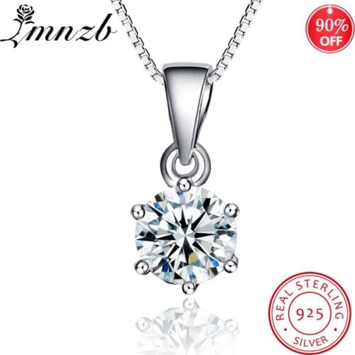 LMNZB With Certificate 100% 925 Silver Pendant Necklace Round 8mm 2.0ct Zirconia Diamond Fine Jewelry For Women Gift LND06