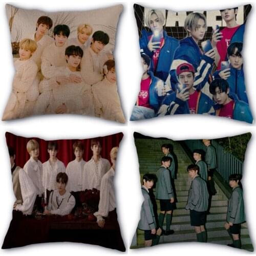 Nice ENHYPEN KPOP Pillowcase Cotton Linen Fabric Square Zipper Pillowcase New 45X45cm Wedding Decorative Pillow cover 0318