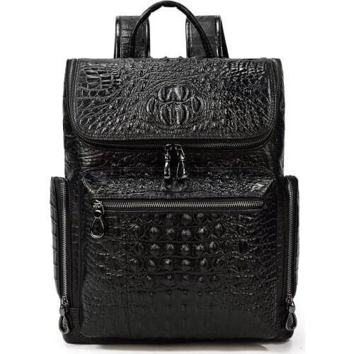 Luufan Genuine Leather Backpack Fashion style alligator pattern travel bag of men male bakcpacks daypack