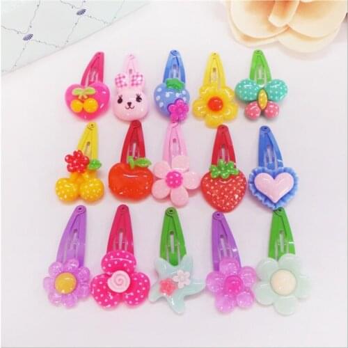 Fashion 10pcs Baby Clip Bow Flower Duckbill Barrette Solid Cartoon Handmade Polyester Hairpins Children Kids Hair Accessories