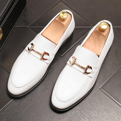 White Leather Men Shoes Luxury Brand 2021 Casual Slip on Formal Loafers Moccasins Italian Black Male Driving Shoe