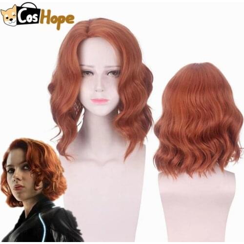 Avenger Black Widow Cosplay Natasha Romanoff Short Curly Wave Wig Heat Resistant Synthetic Wigs Halloween Cosplay for Women