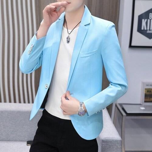 2021mens Spring New Polo Collar Back Slit Leisure Suit Youth Solid Color Professional mens blazer jacket