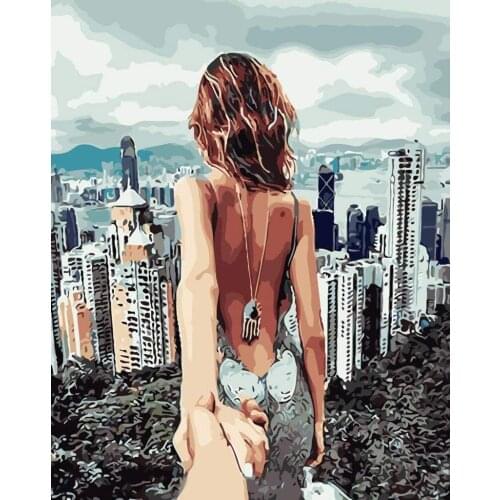 5D DIY Poured Glue Diamond Painting Kits Scalloped Edge Girls Back DIY Mosaic Pattern Handmade Embroidery Wall Stricker Decor