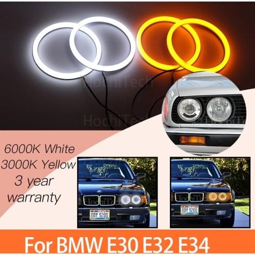 1 Set White+yellow Cotton Light Angel Eyes Halo Ring Kits for BMW E30 E32 E34