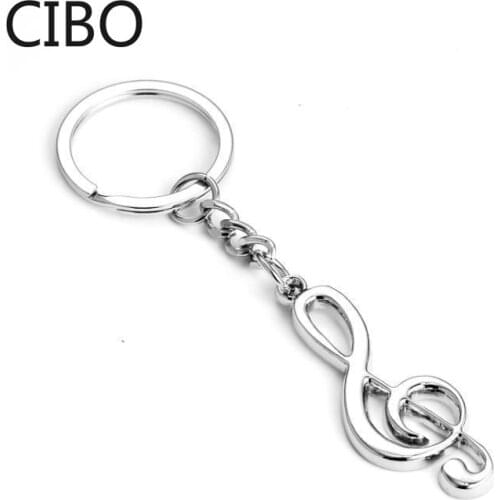 2019 New Hot sale keychain keyring silver plated musical note keychain car metal music symbol keychains Treble Clef Symbol Gift