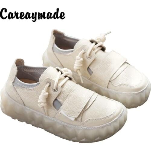 Careaymade-new Leather Ugly Cute Shoes Womens Casual Board Shoes White Shoes Clown Shoes Korean Version of Jelly Thick Sole Fit