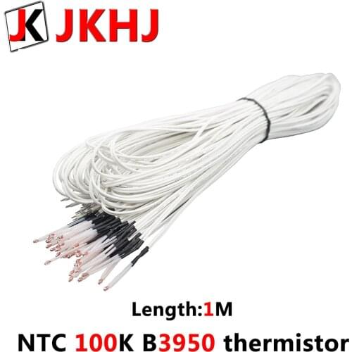 NTC 100K B3950 Thermistor 3D Printer Parts hotend Glass sealed type 1% High accuracy Temperature Sensor for MK8 heated length 1M