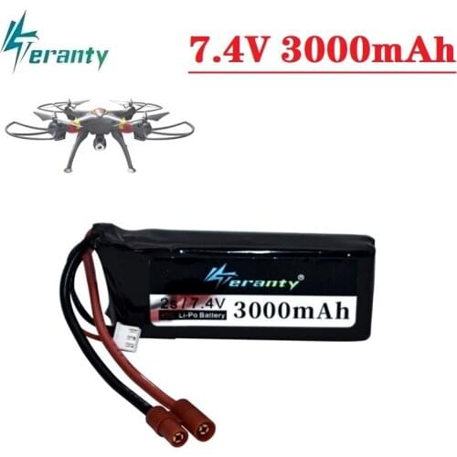 Upgrade 7.4v 3000mAh 45C Lipo battery for Syma X8C X8W X8G X8 RC Quadcopter Spare Parts 7.4V Drones Battery with USB charger