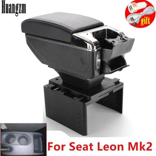 For Seat Leon Mk2 Armrest Box Central Store Content Box Cup Holder Ashtray Interior Car-styling Accessories
