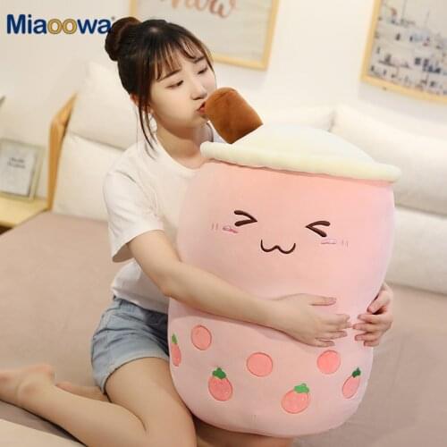 50/70cm Lovely Fruit Bubble Tea Cup Shaped Plush Toys Soft Cartoon Pillow Cushion Real Life Milk Tea Doll Funny Kids Baby Gift