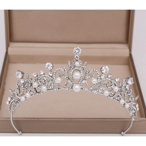 Princess Queen Girl Women Bridal Headpiece Silver Color Crowns Rhinestone Crystal Diadem Tiaras Jewelry Wedding Hair Accessories