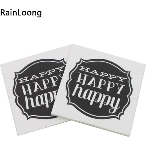 [RainLoong] 3Plys Beverage Paper Napkin Happy Printed Festive & Party Supply Tissue Napkin Serviettes Decoupage 25cm*25cm