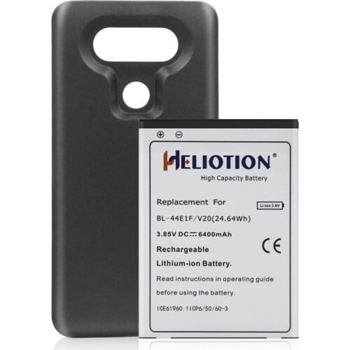 V20 Battery 6400mAh with Black Cover Case for V20 LG BL-44E1F Replacement Extended battery