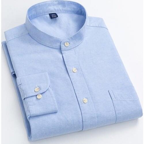 Pure Cotton Stand Collar OR Turn-down Collar Longsleeve Shirt for Men Loose Retro Shirt Pocket Tops Mens Fashion Clothing Trends